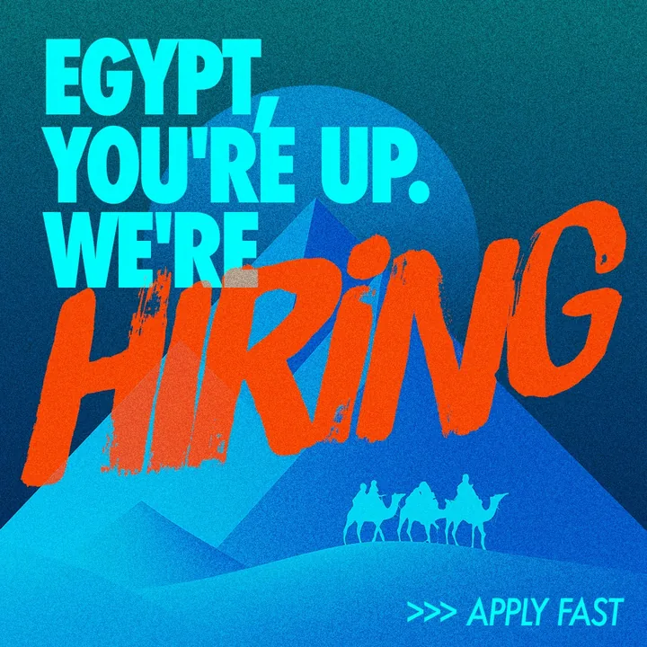 ThinkHuman Instagram hiring post with pyramids and camels